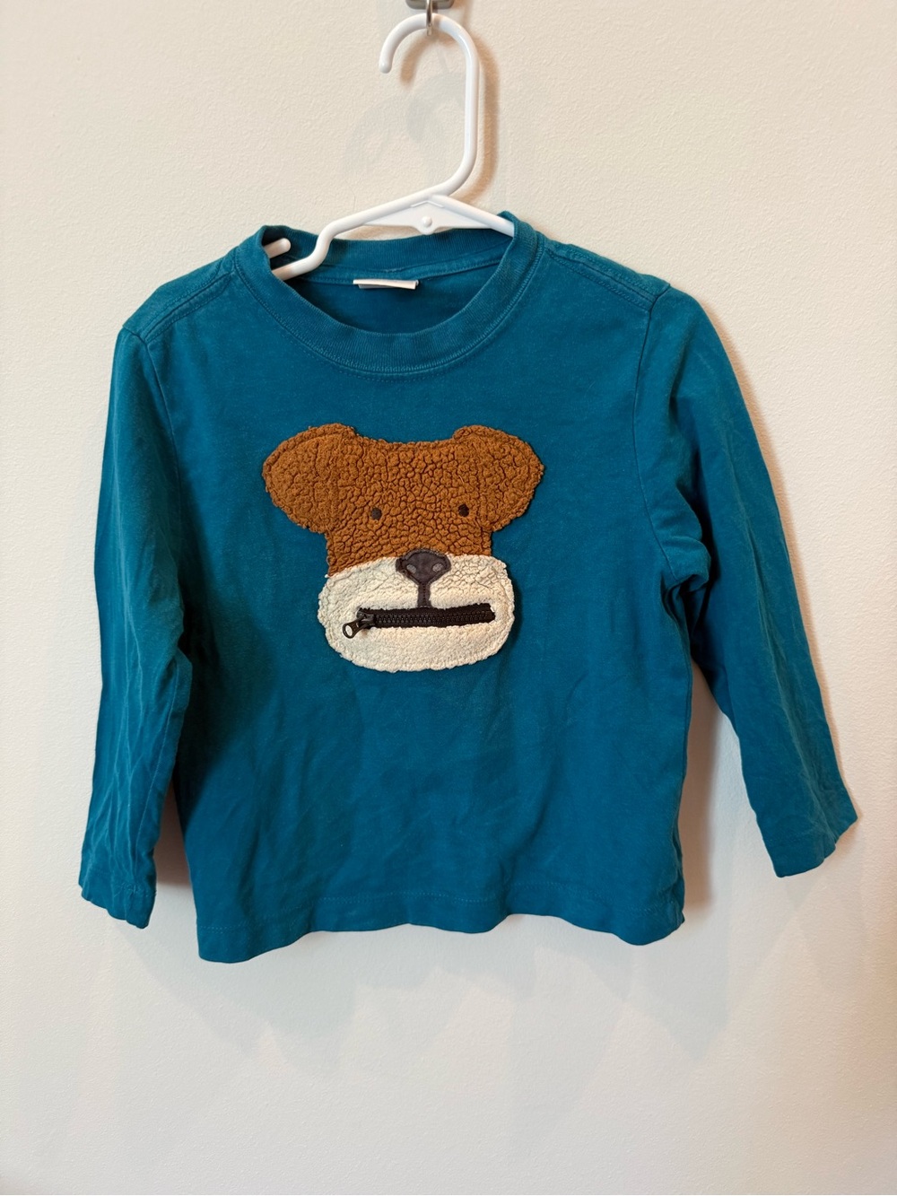 Hanna Andersson Boys 3T Interactive Dog Zipper Tongue Long Sleeve Shirt